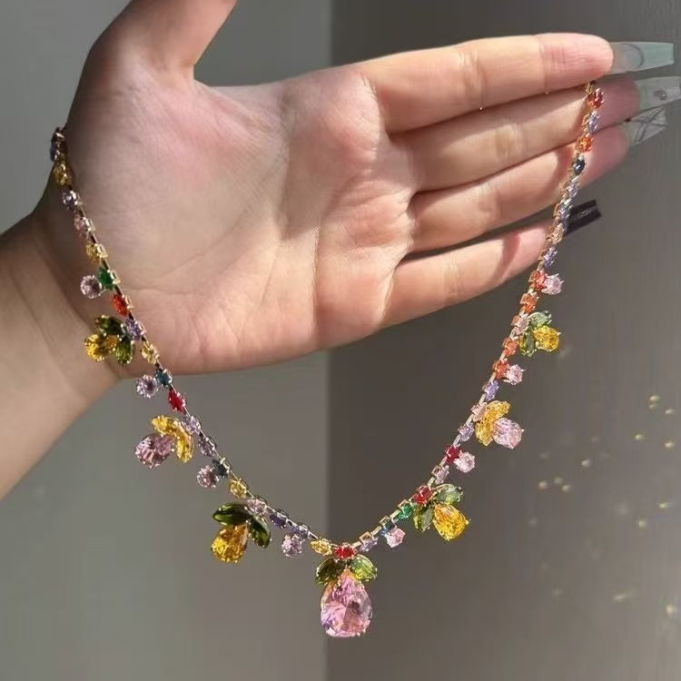 Colorful diamond necklace