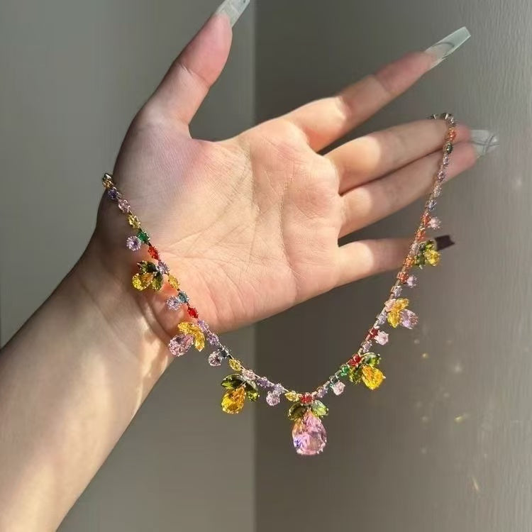 Colorful diamond necklace